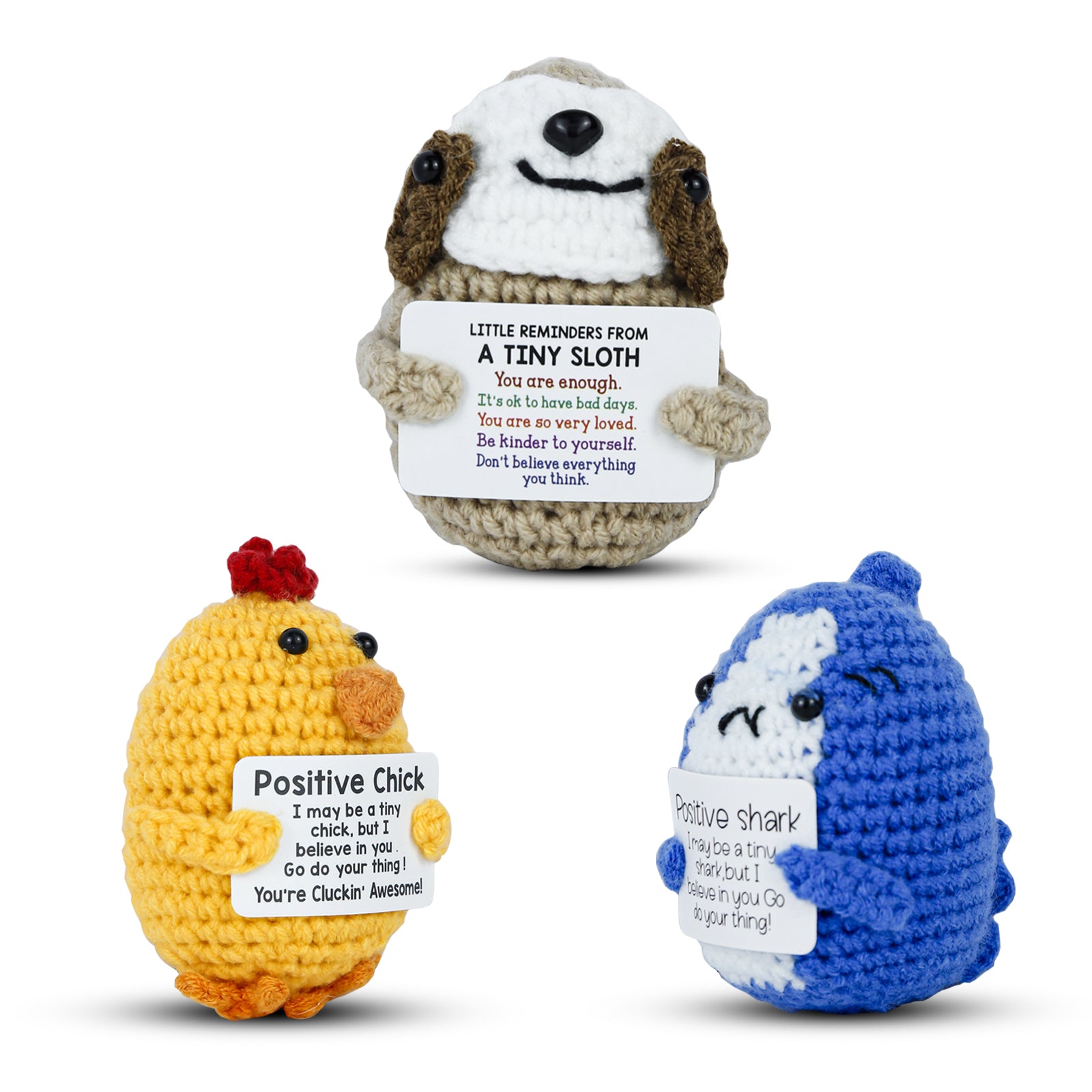 Handmade Crochet Animal - Emotional Support Toy - Positive Card