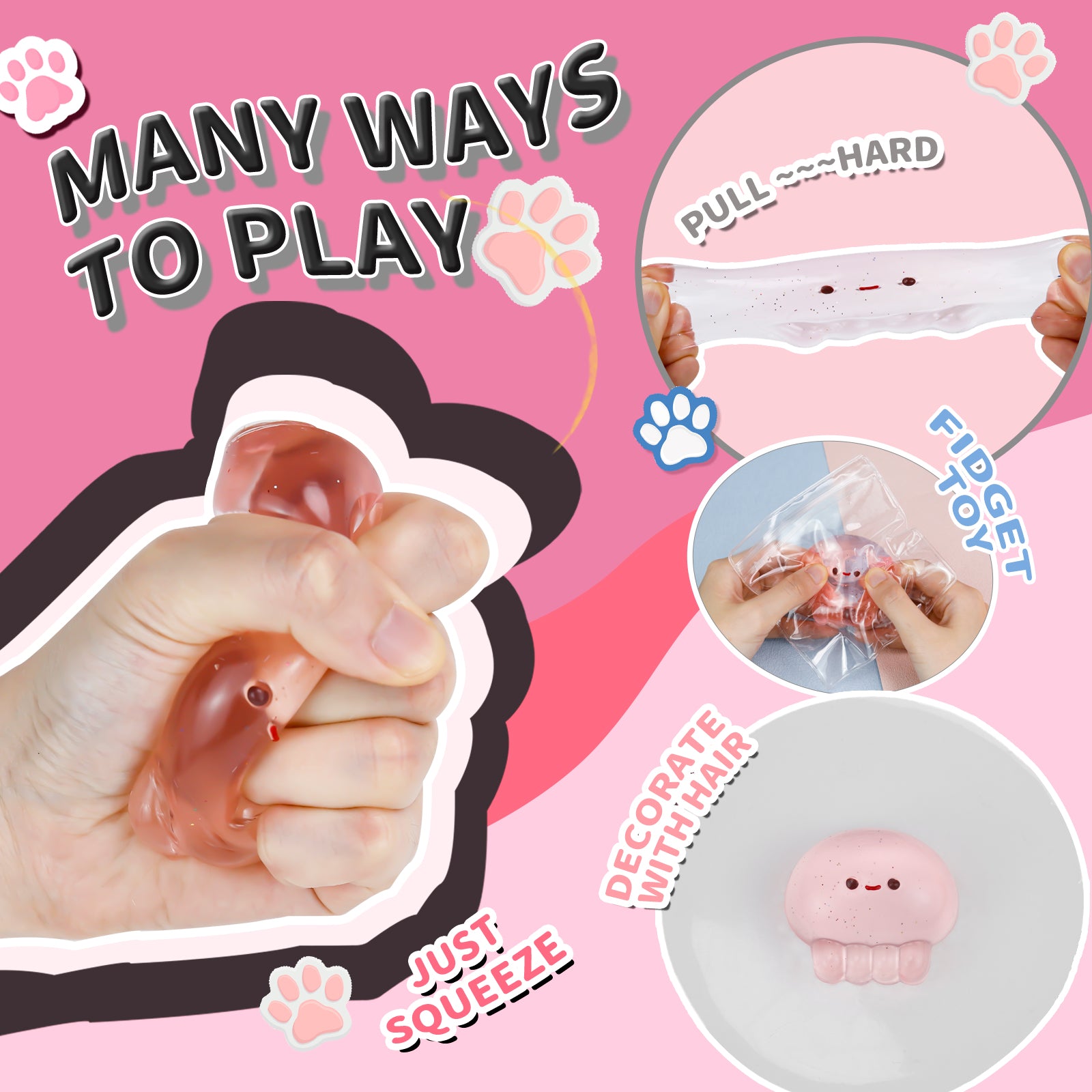 2Pcs Octopus Squishy Toy - Transparent Stress Toy - Soft Toy