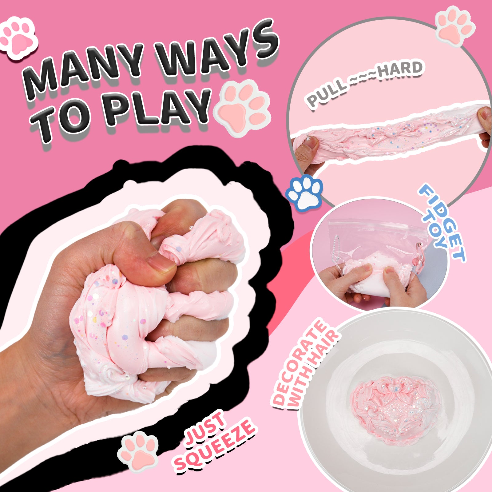 FoodGrade Silicone Squishy Toy - Pink Cake Stress Toy - Soft Toy