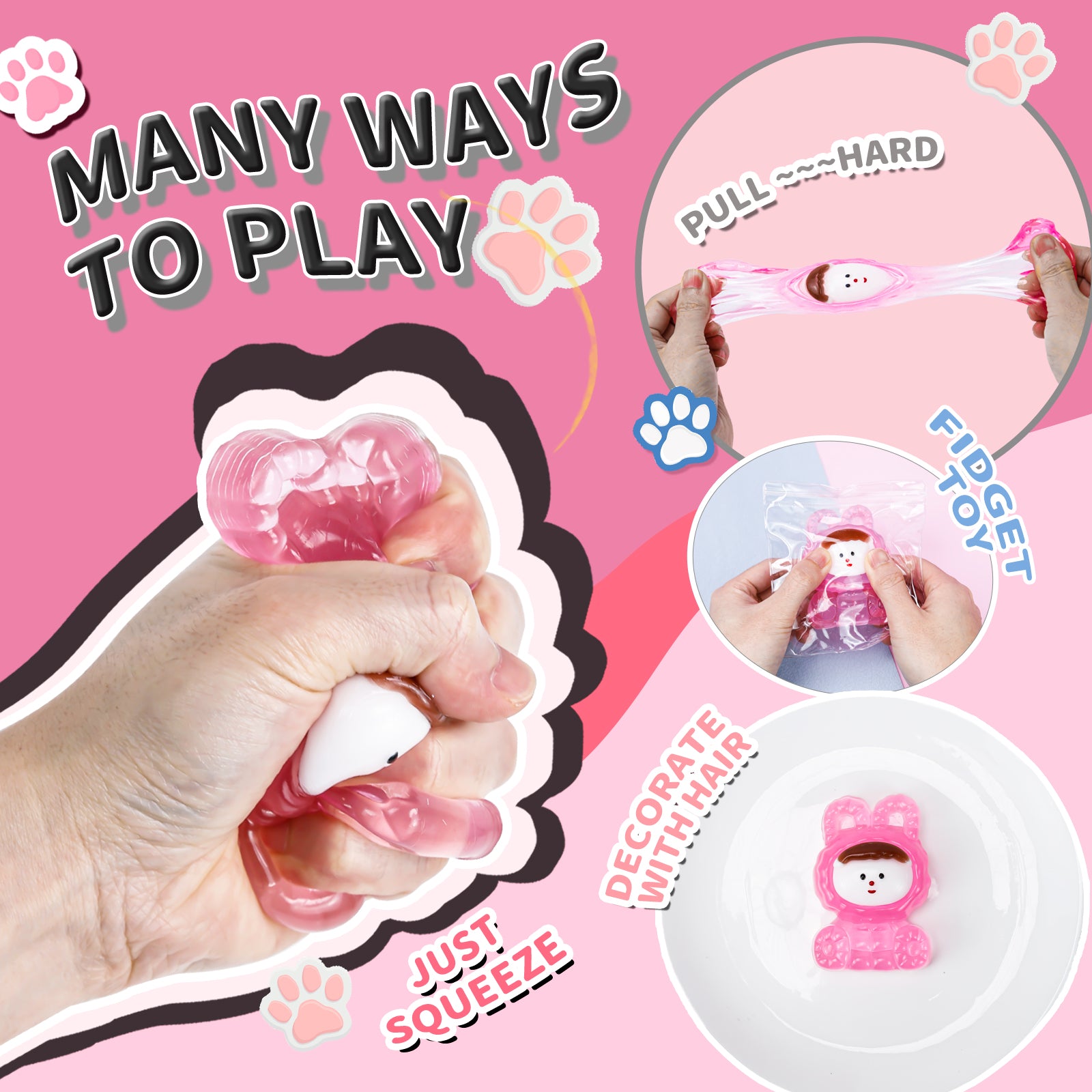 Bunny Squishy Toy - Pink Doll Stress Toy - Soft Toy