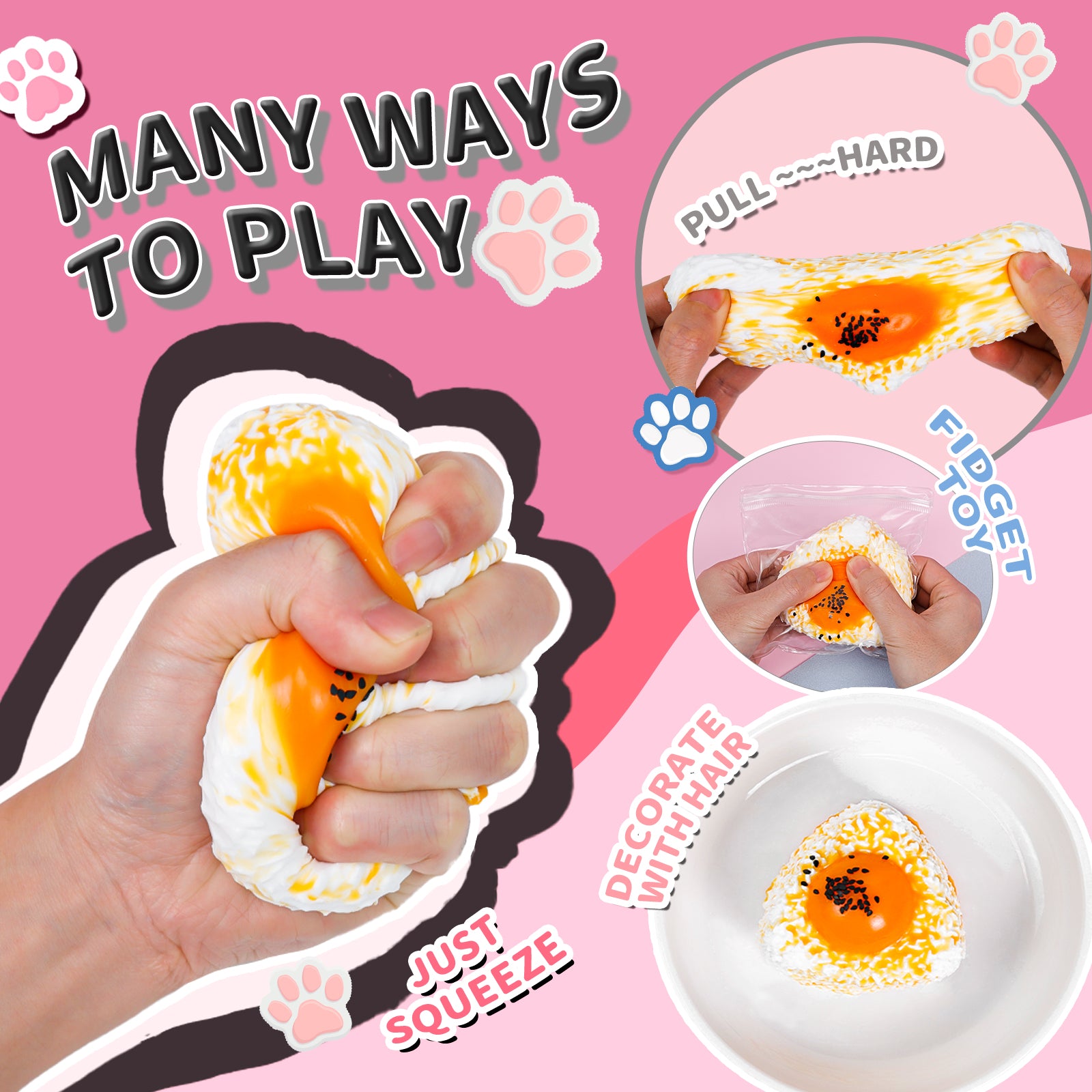 Yolk Rice Squishy Toy - Stress Relief Toy - Soft Squeeze Toy