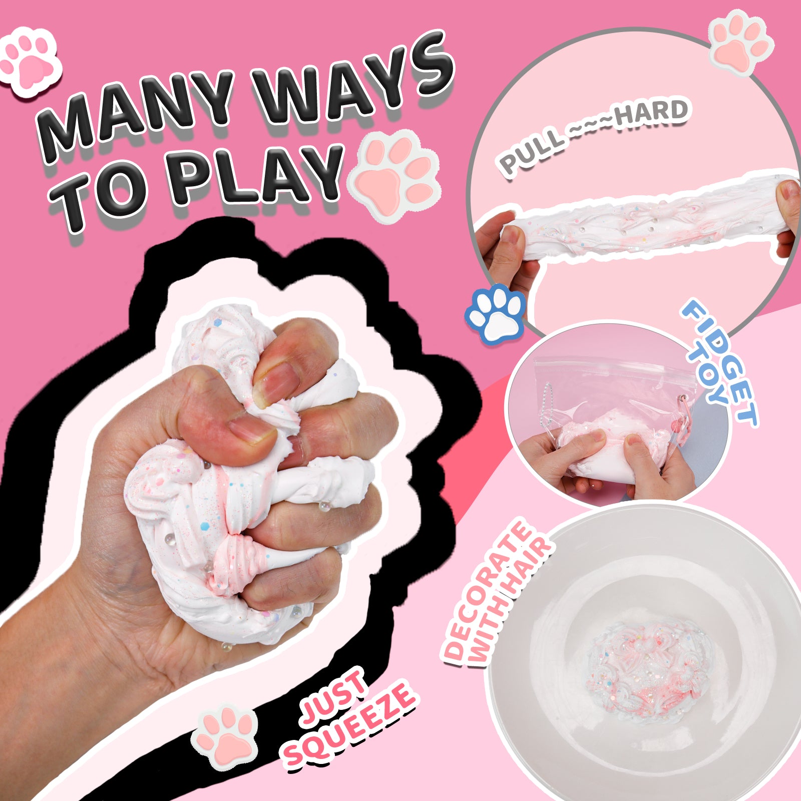 FoodGrade Silicone Squishy Toy - White Cake Stress Toy - Soft Toy