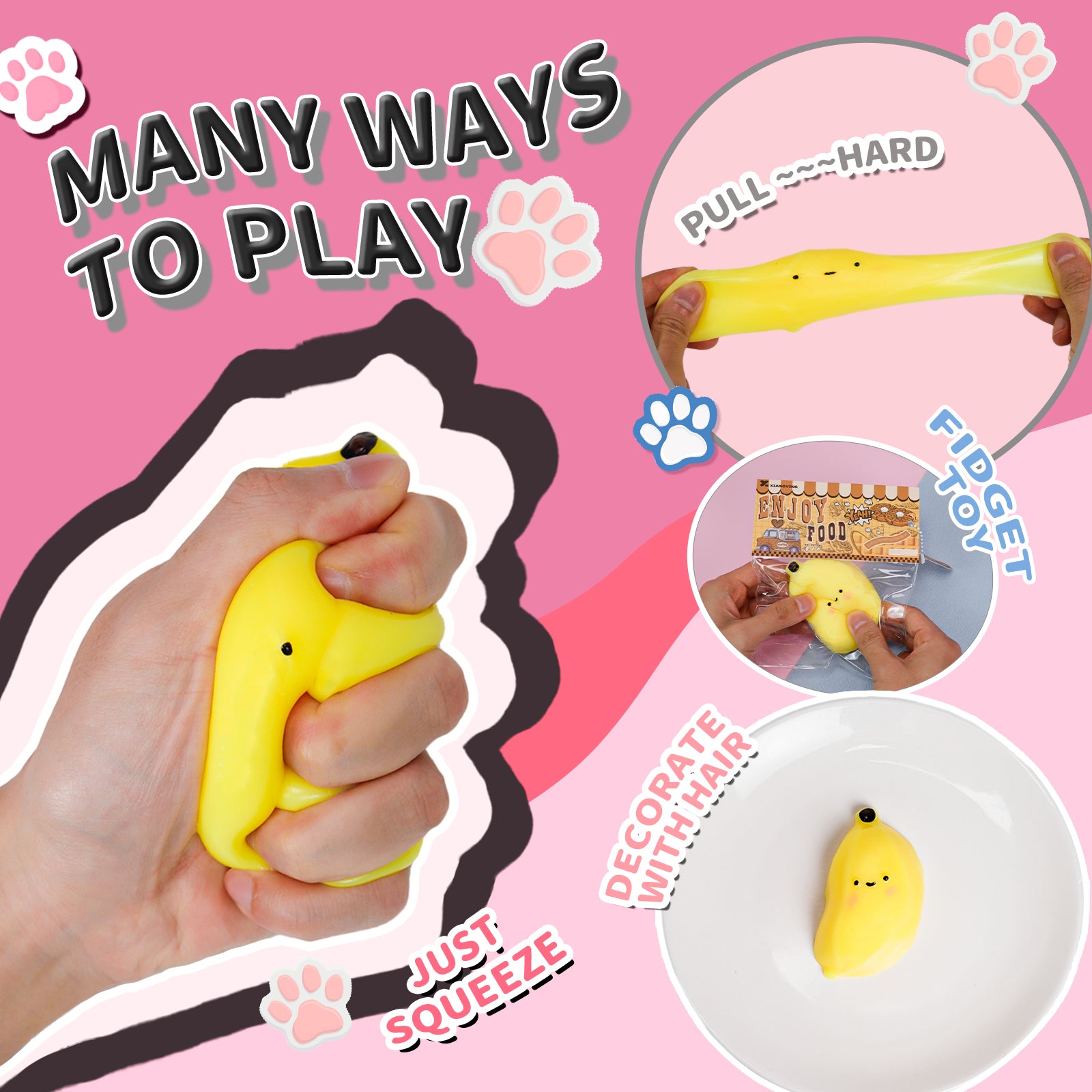 Banana Squishy Toy - Stress Relief Toy - Soft Squeeze Toy