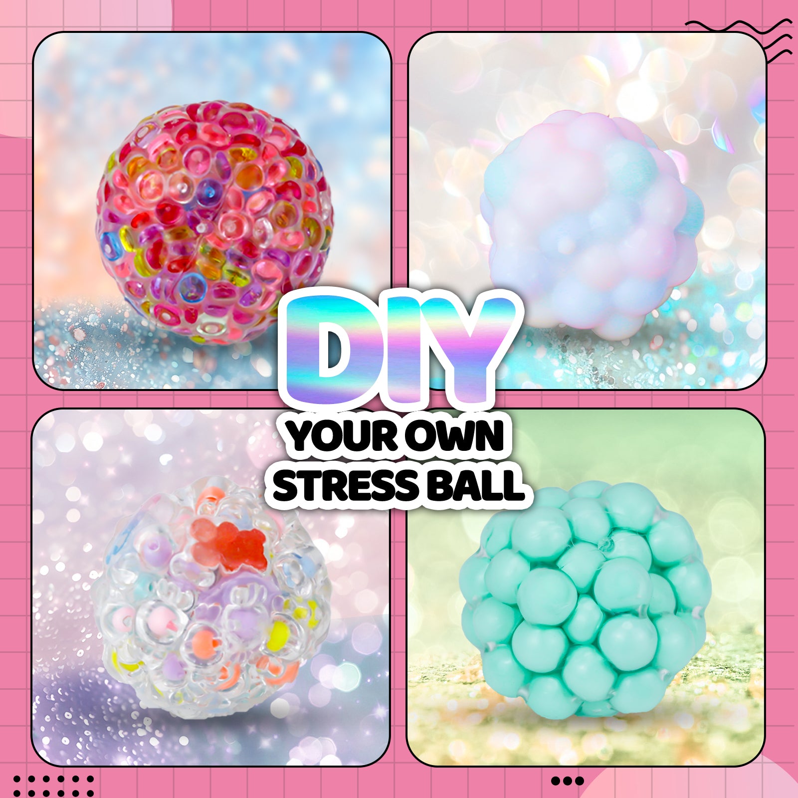 12pcs DIY Handmade Stress Relief Ball Set-Candy Series