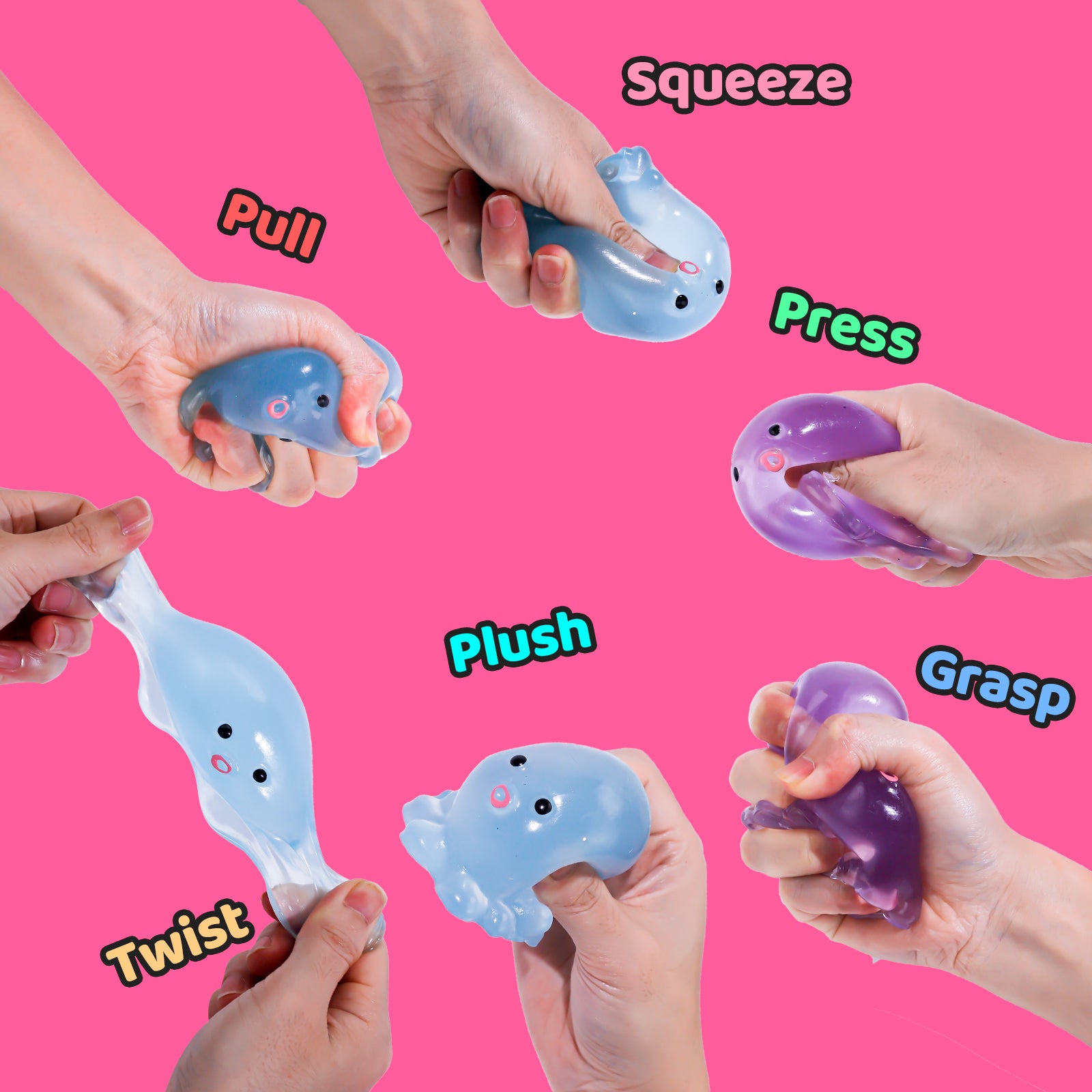 2Pcs Transparent Cute Octopus Cats Squeezze Taba Squishy toys