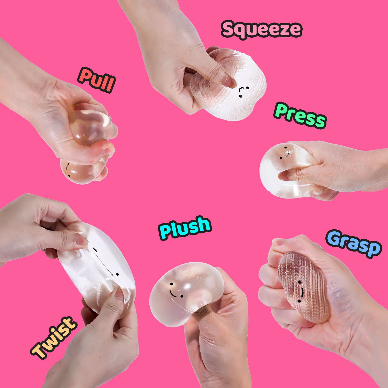 2Pcs Transparent Cute Smile Squeezze Taba Squishy toys