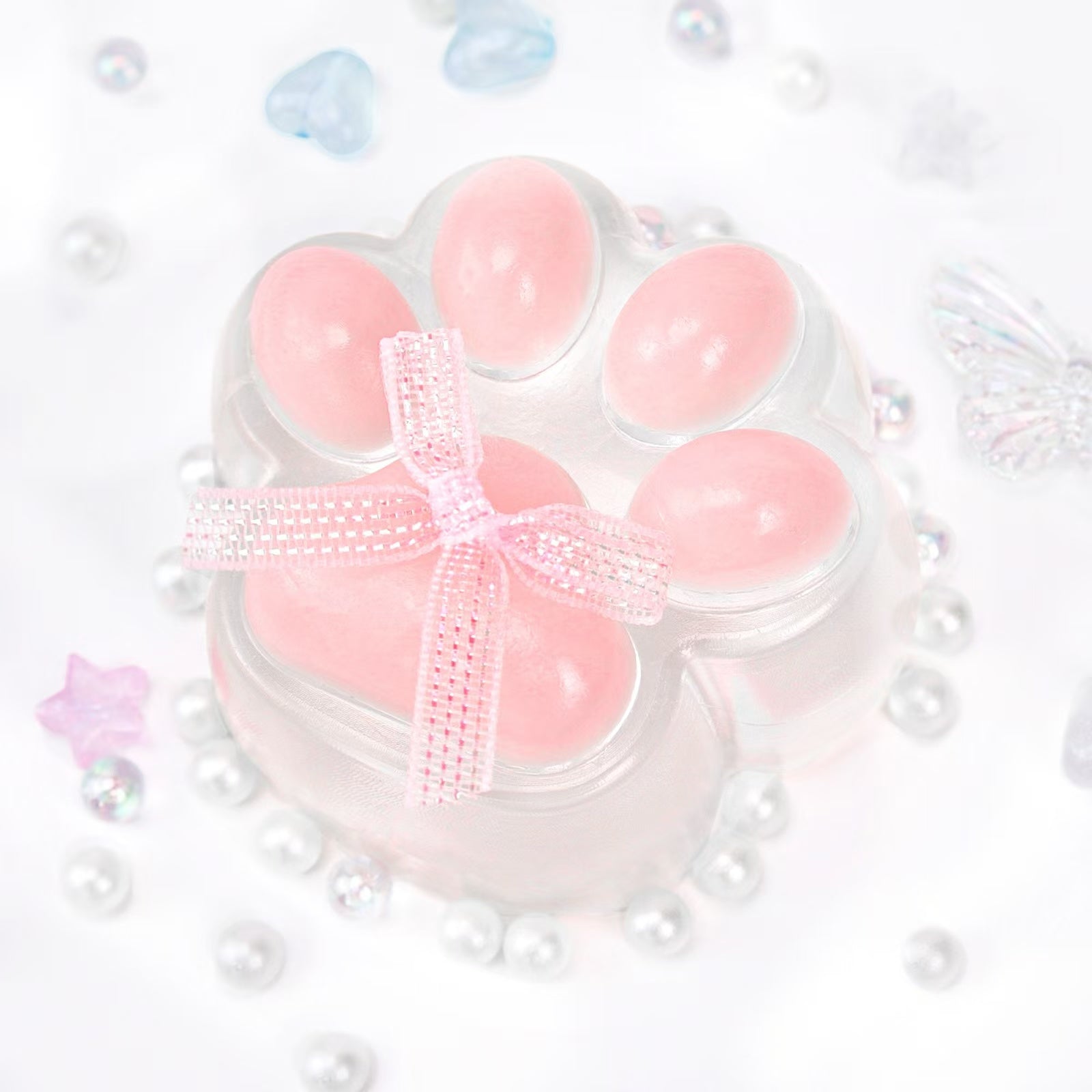 Transparent Pink Squishy Toy - Cat Paw Stress Toy - Soft Toy