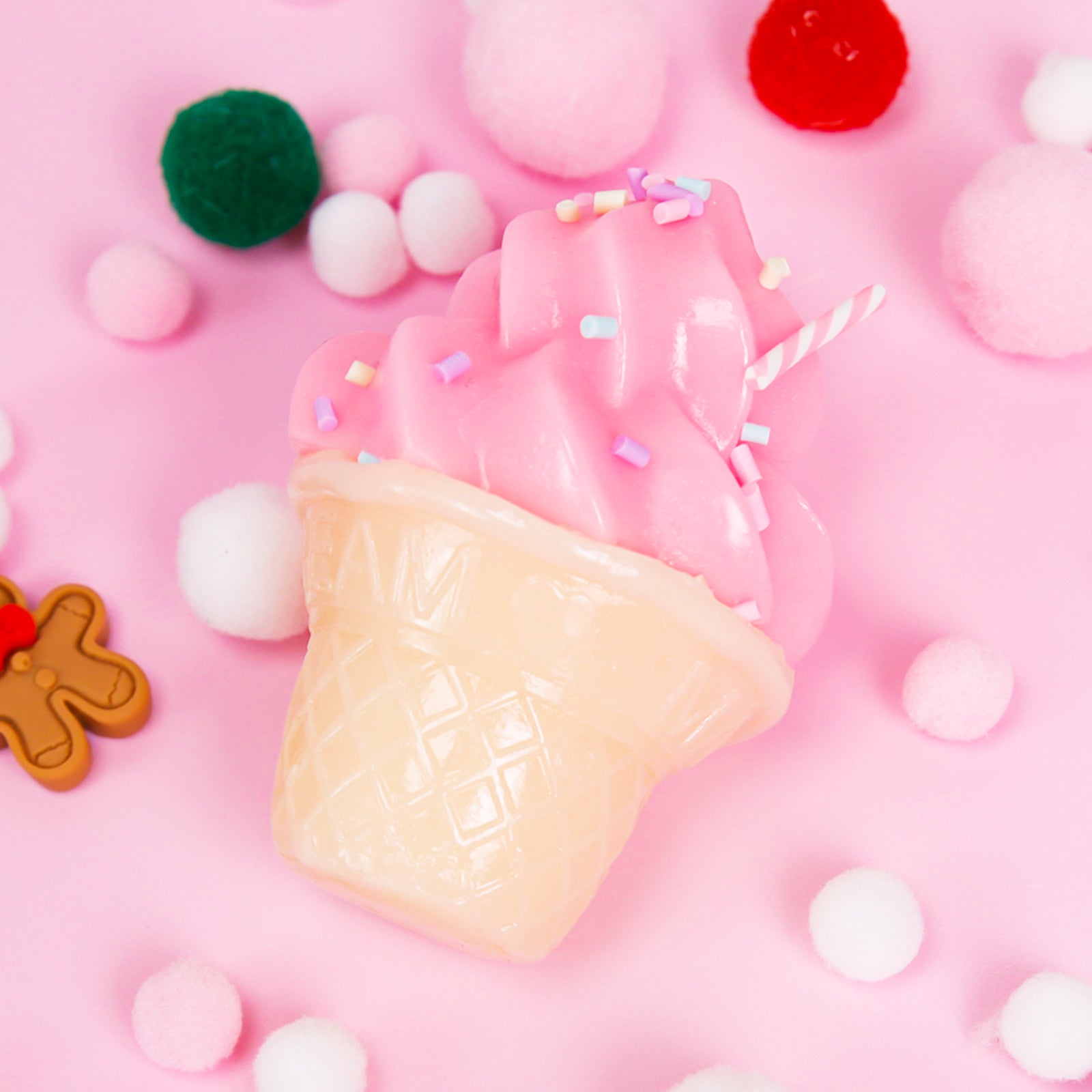 Ice Cream Squishy Toy - Pink Stress Toy - Soft Squeeze Toy