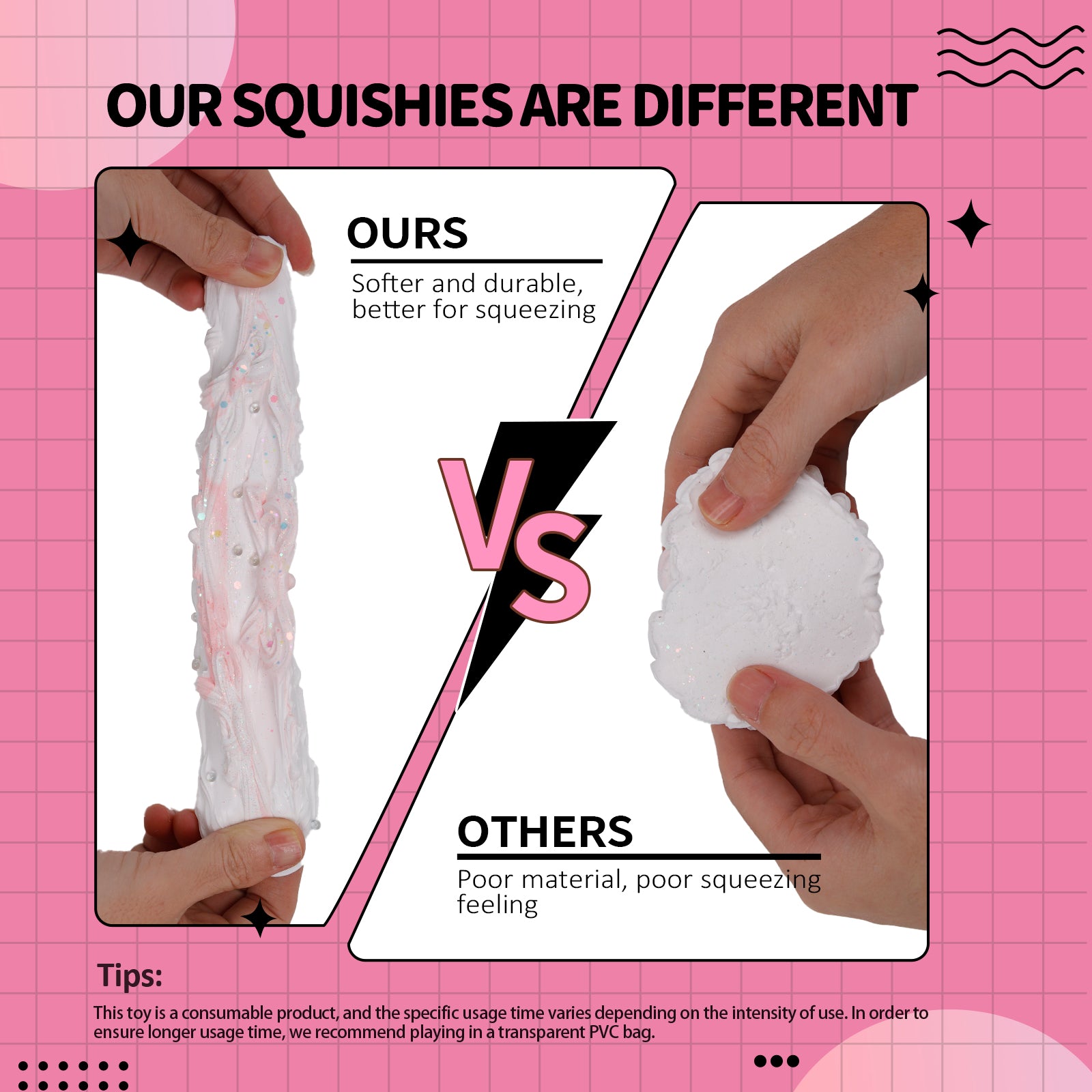 FoodGrade Silicone Squishy Toy - White Cake Stress Toy - Soft Toy