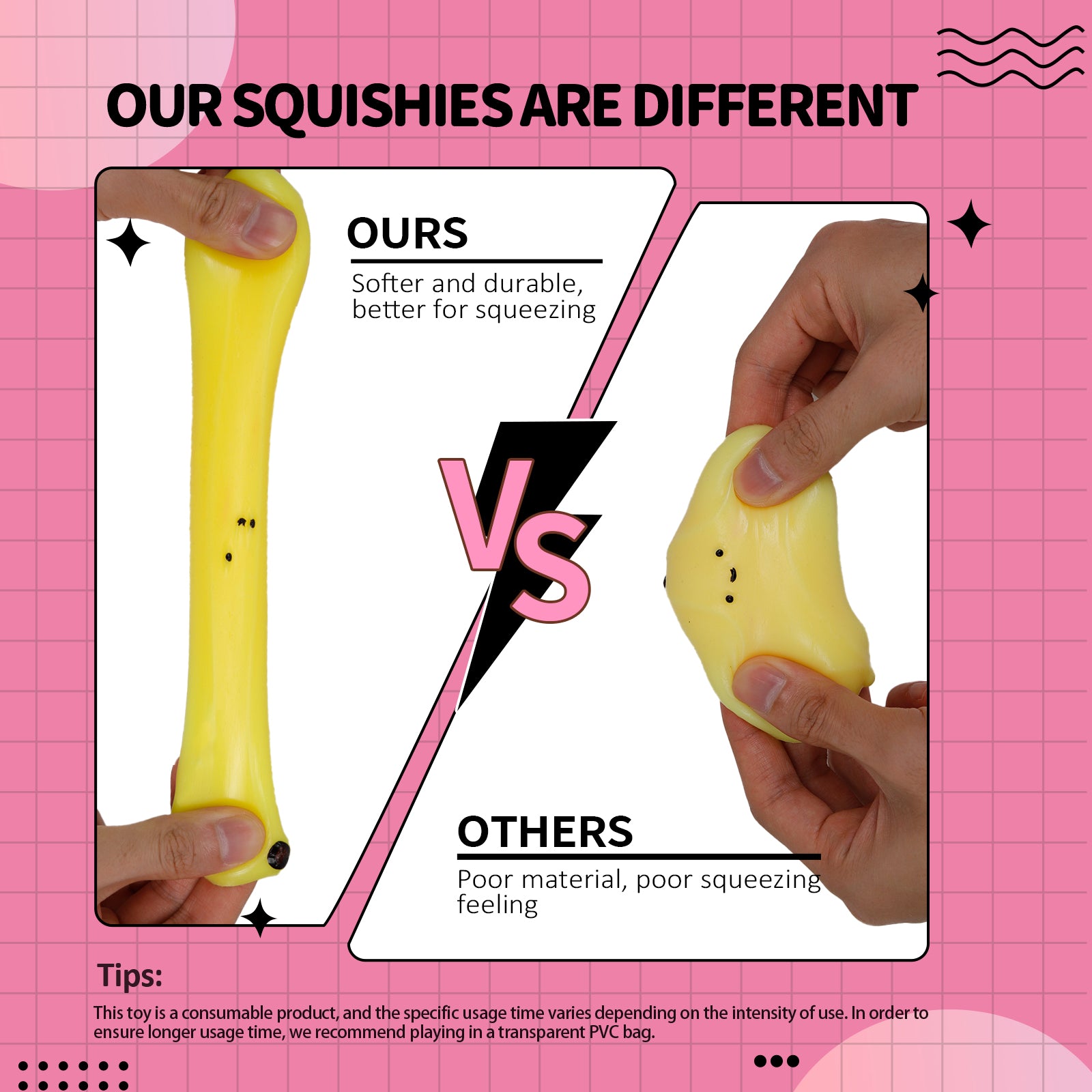 Banana Squishy Toy - Stress Relief Toy - Soft Squeeze Toy