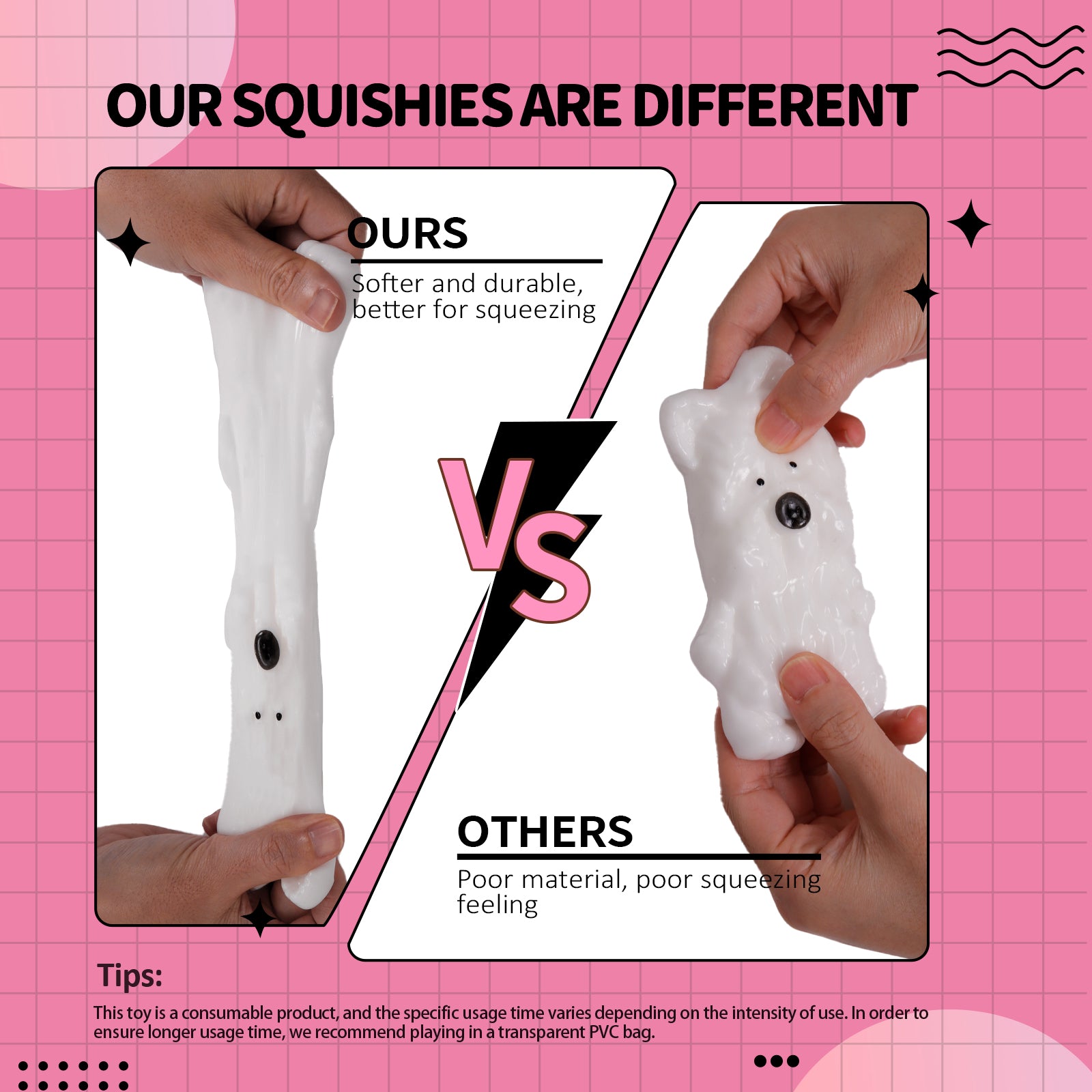 White Dog Squishy Toy - Cute Stress Relief Toy - Soft Squeeze Toy