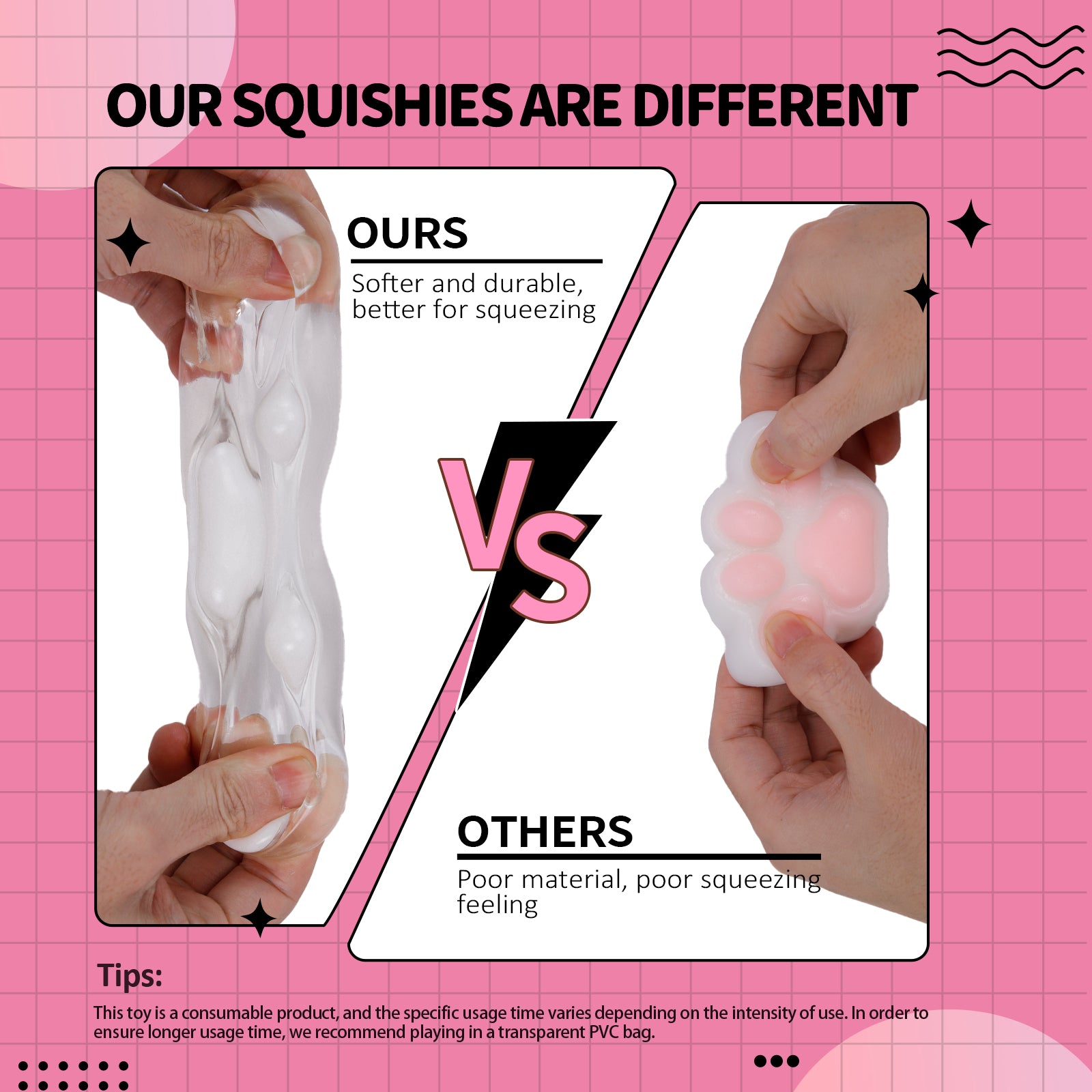 Transparent White Squishy Toy - Cat Paw Stress Toy - Soft Toy
