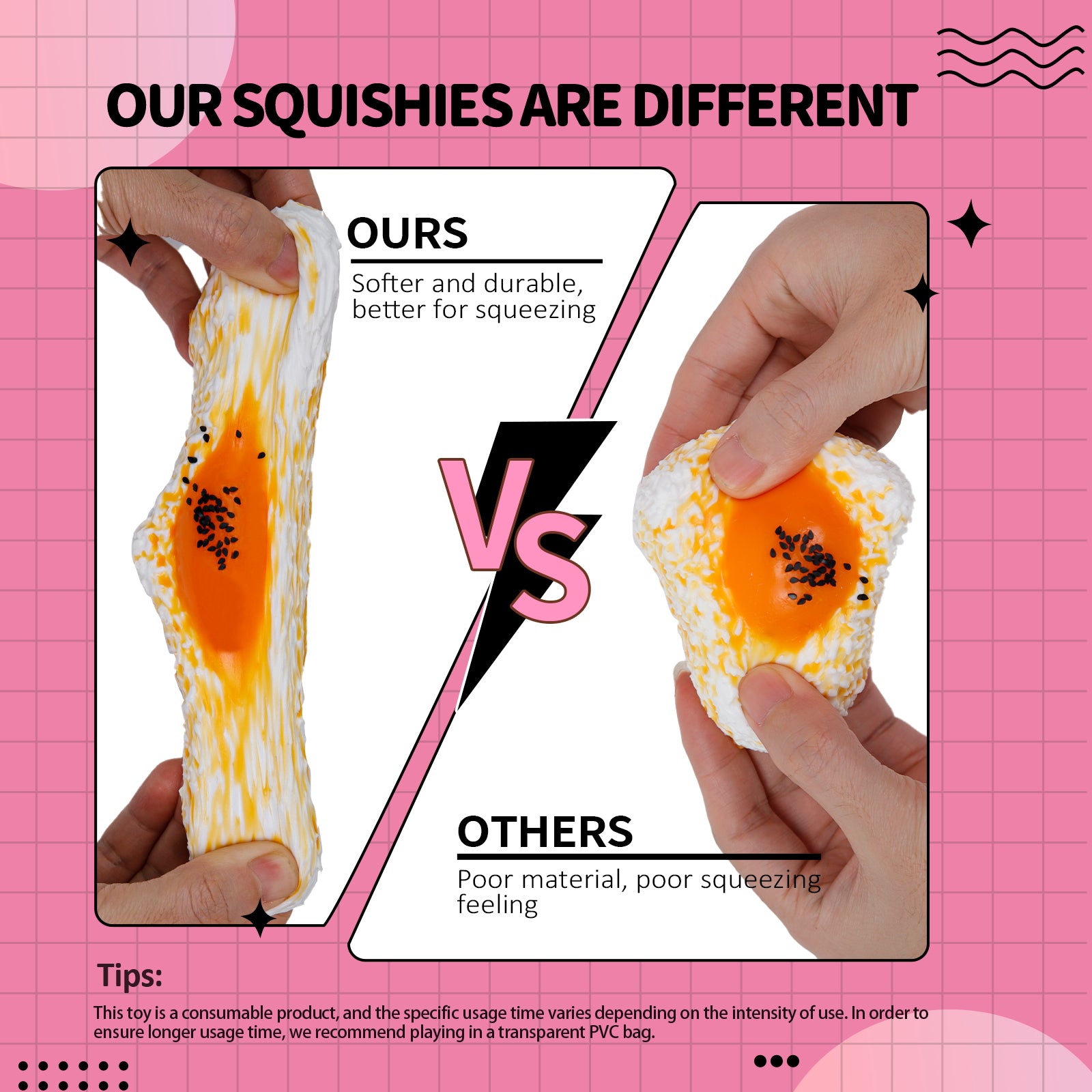 Yolk Rice Squishy Toy - Stress Relief Toy - Soft Squeeze Toy