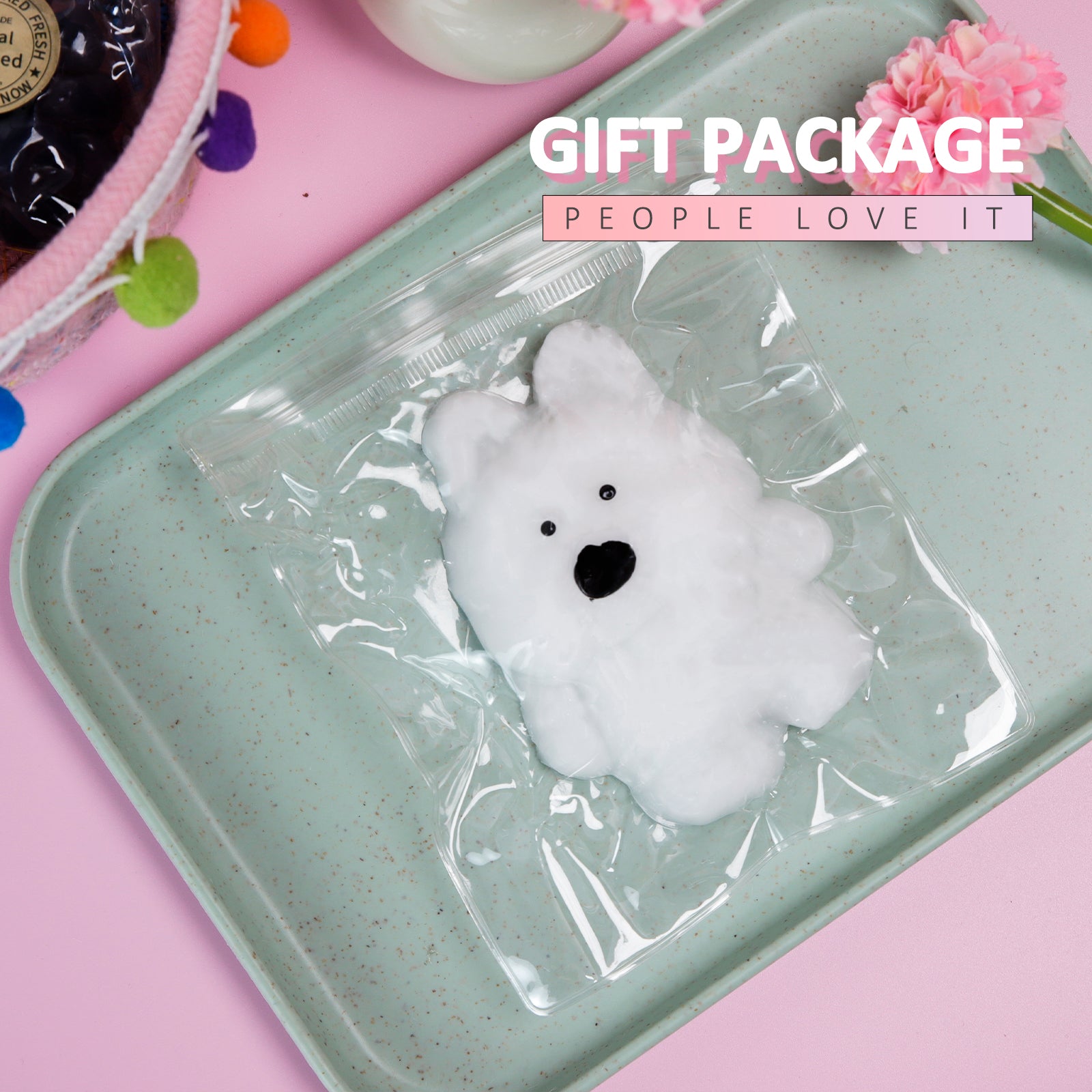 White Dog Squishy Toy - Cute Stress Relief Toy - Soft Squeeze Toy