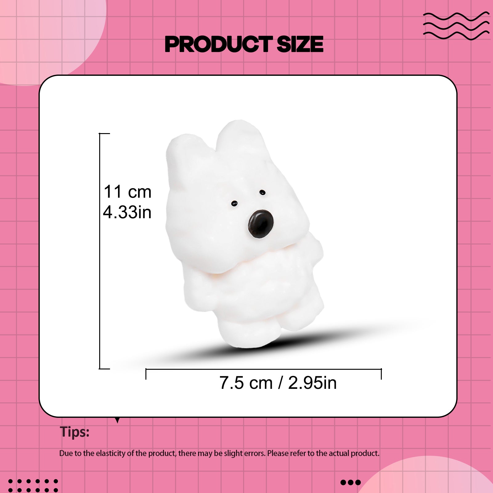 White Dog Squishy Toy - Cute Stress Relief Toy - Soft Squeeze Toy