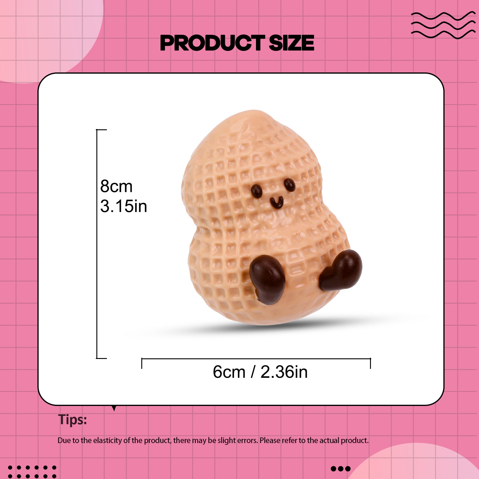 Peanut Squishy Toy - Stress Relief Toy - Soft Squeeze Toy