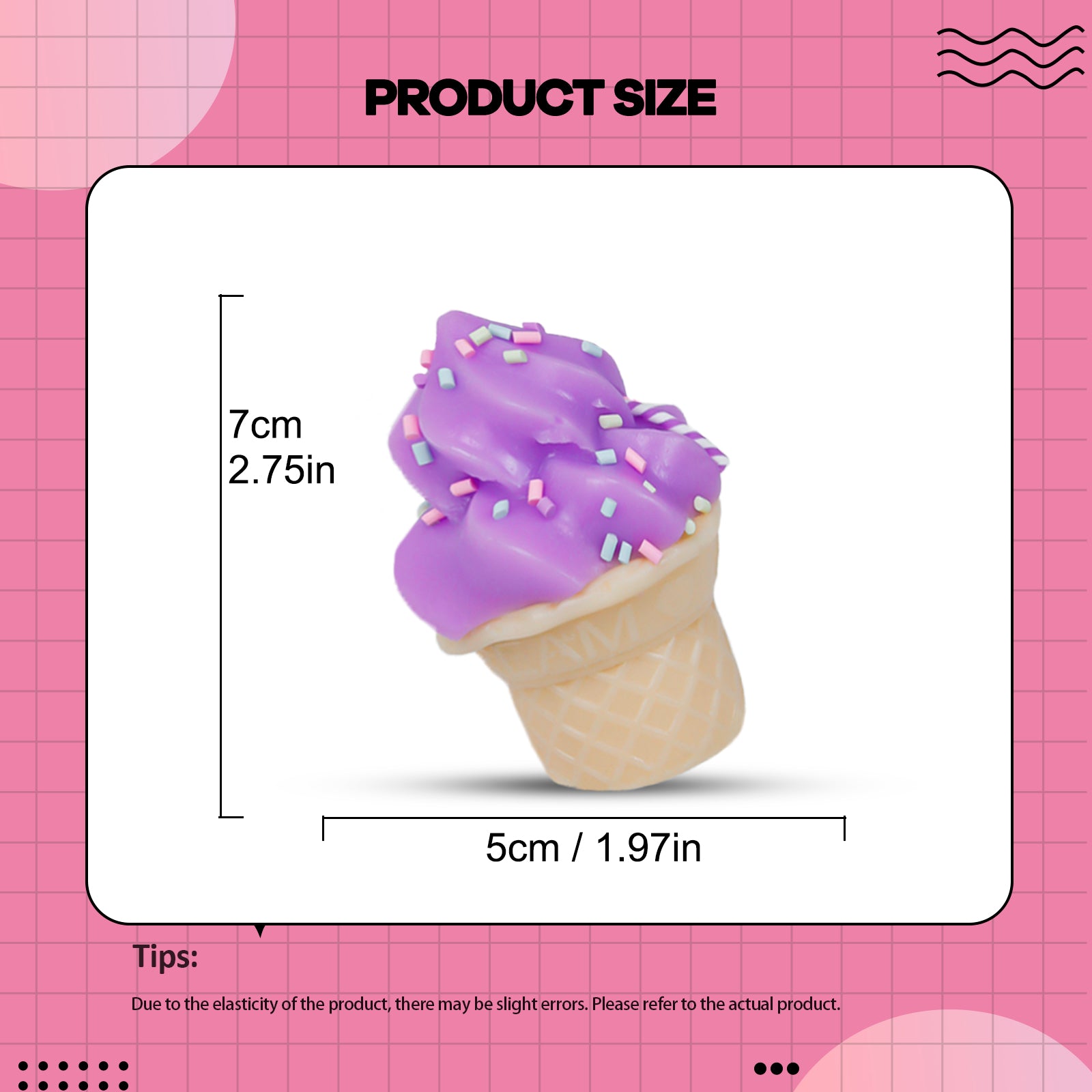 Ice Cream Squishy Toy - Purple Stress Toy - Soft Squeeze Toy