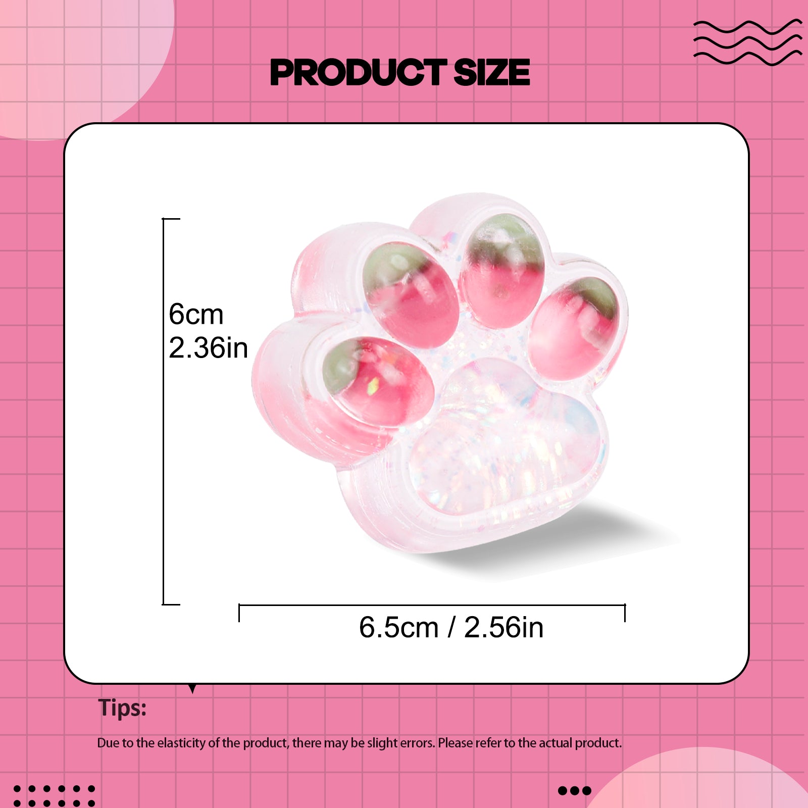 Strawberry Cat Paw Squishy Toy - Transparent Pink Stress Toy 