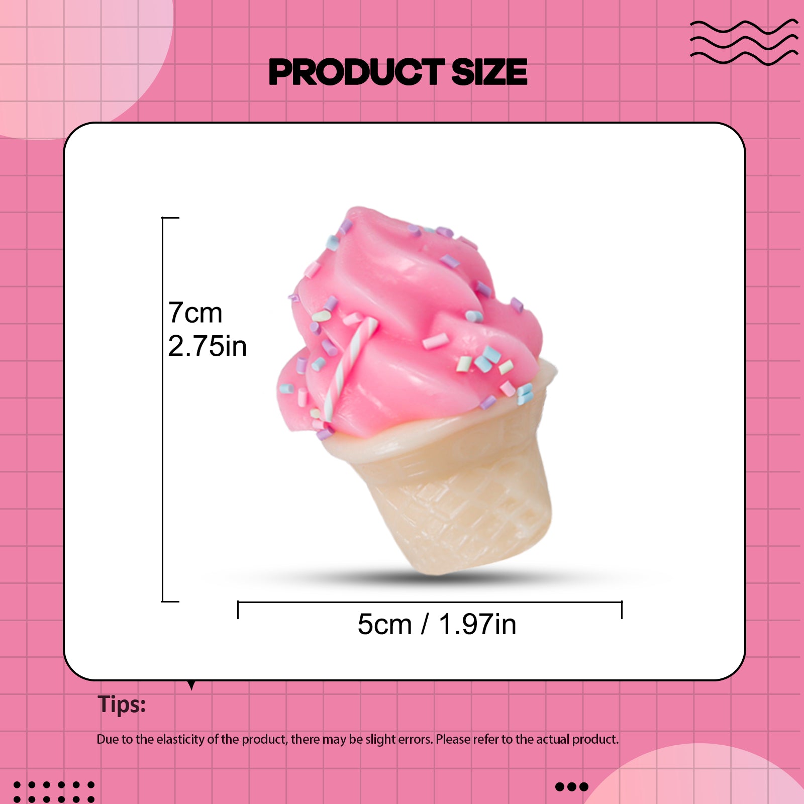 Ice Cream Squishy Toy - Pink Stress Toy - Soft Squeeze Toy