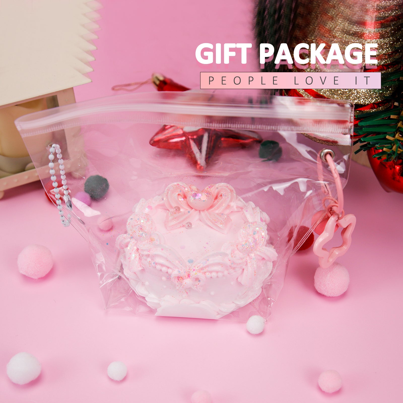FoodGrade Silicone Squishy Toy - Pink Cake Stress Toy - Soft Toy