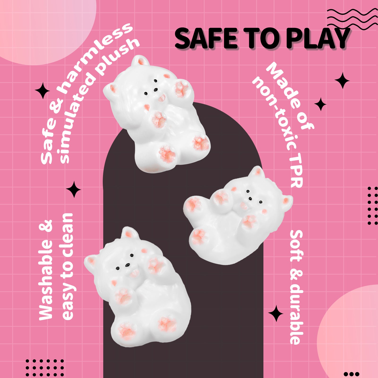 Pink Dog Squishy Toy - Cute Stress Relief Toy - Soft Squeeze Toy