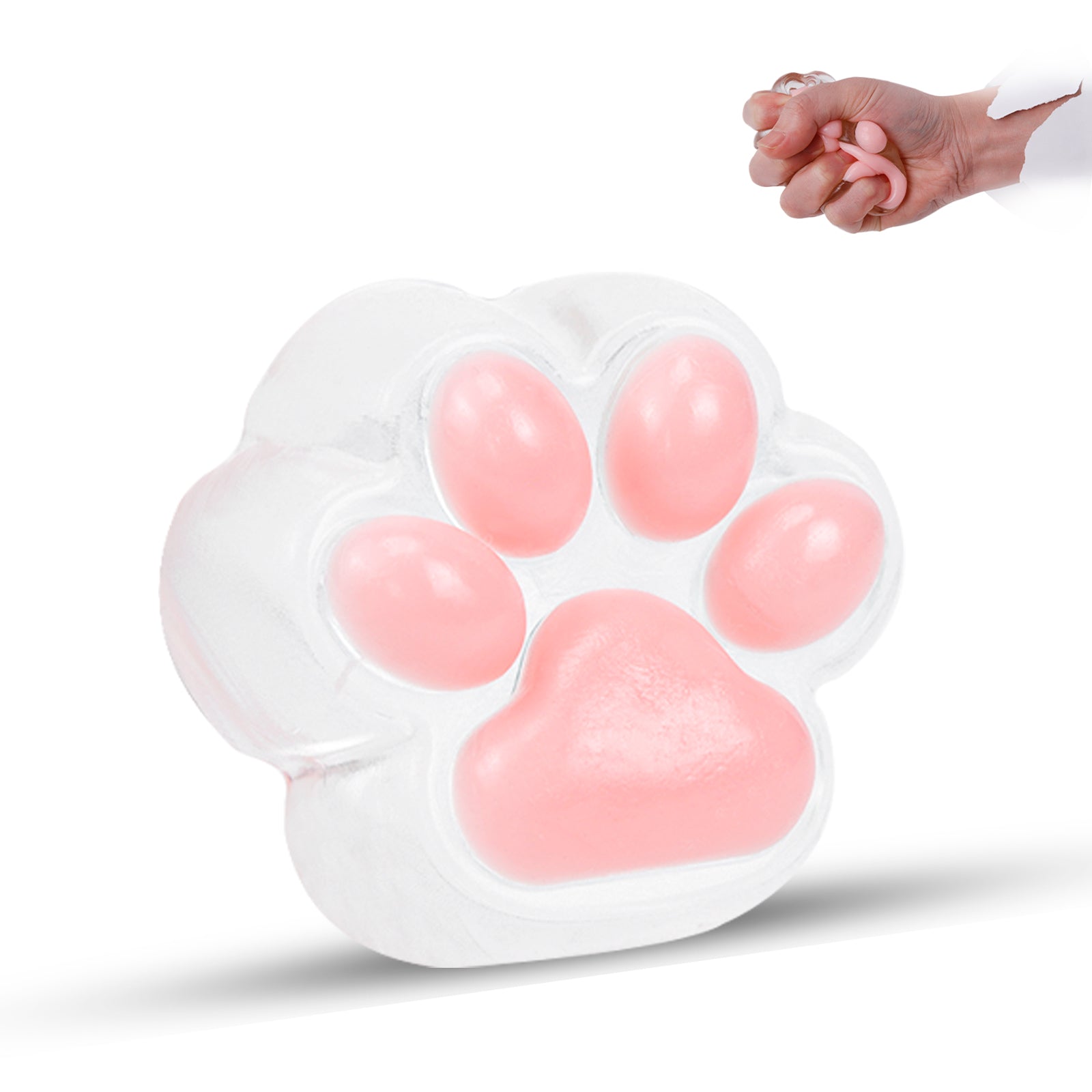 Transparent Pink Squishy Toy - Cat Paw Stress Toy - Soft Toy