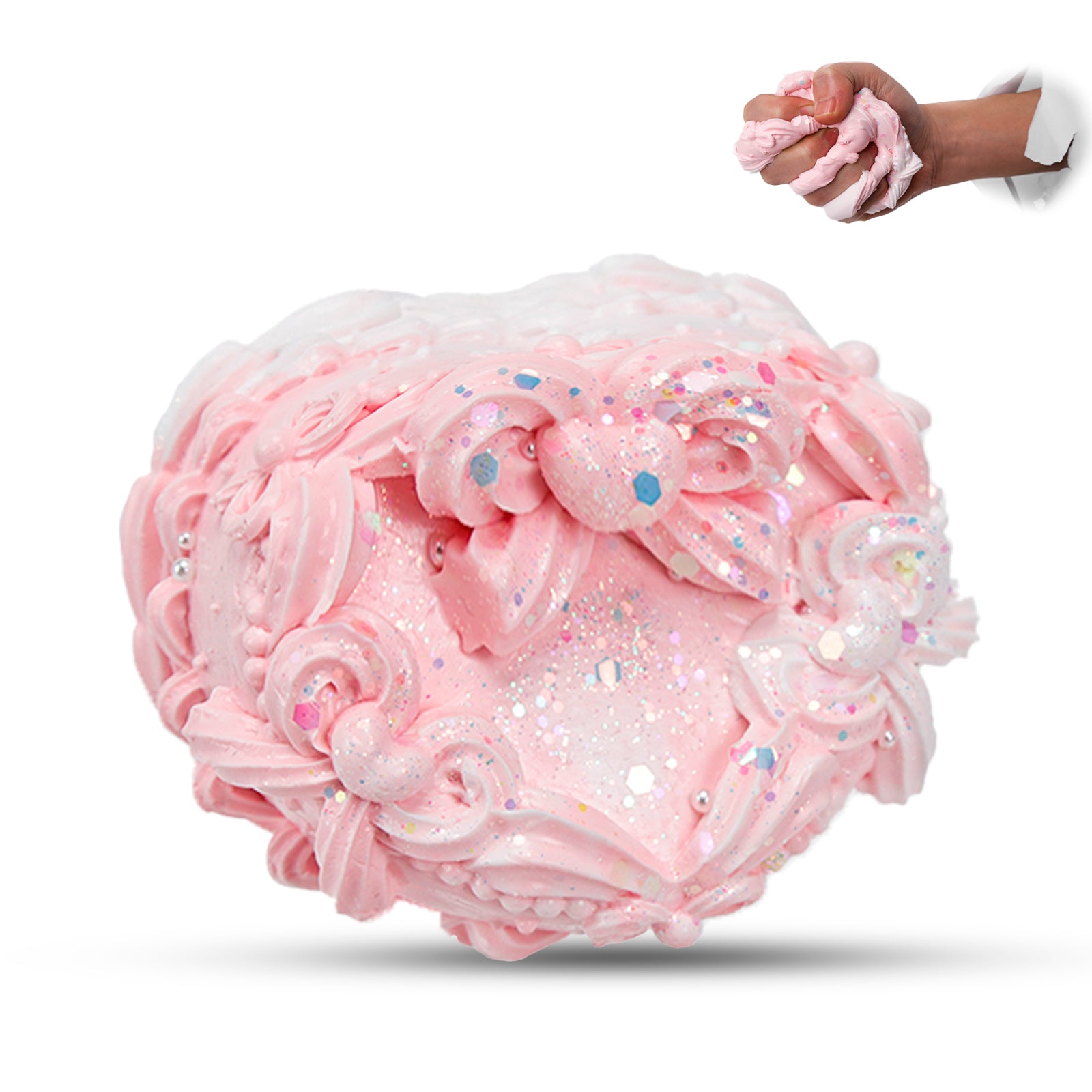 FoodGrade Silicone Squishy Toy - Pink Cake Stress Toy - Soft Toy