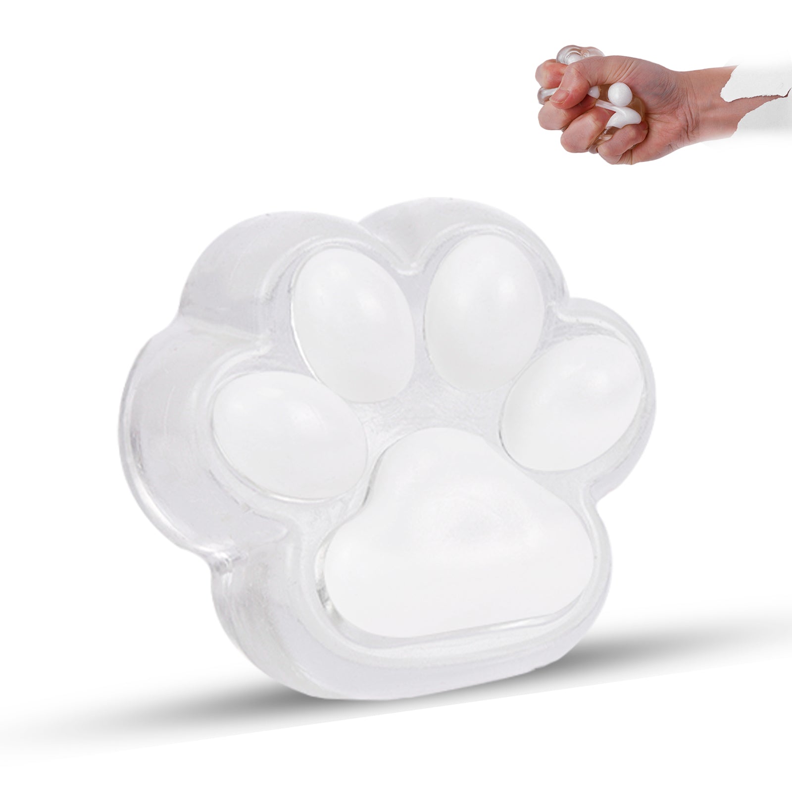 Transparent White Squishy Toy - Cat Paw Stress Toy - Soft Toy