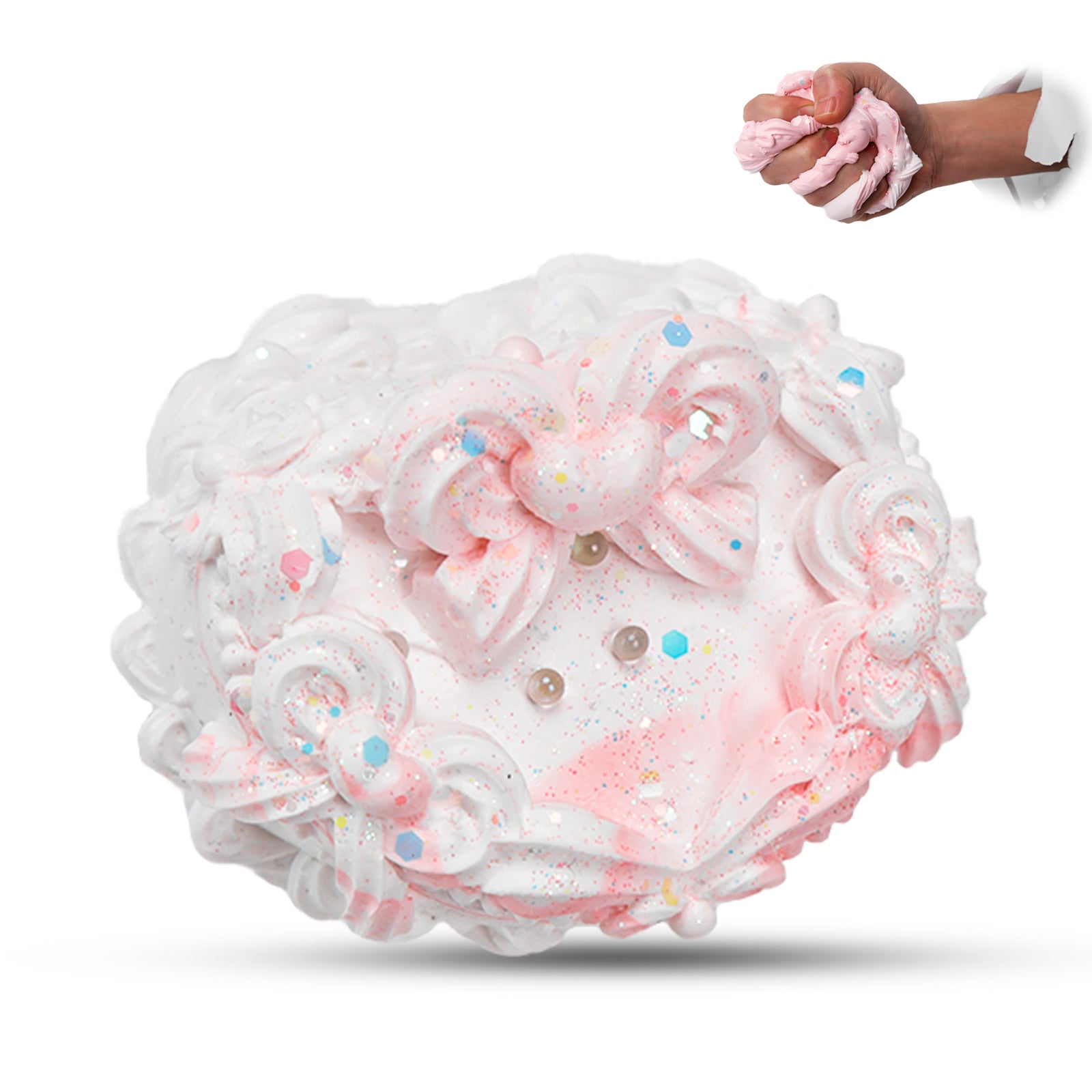 FoodGrade Silicone Squishy Toy - White Cake Stress Toy - Soft Toy