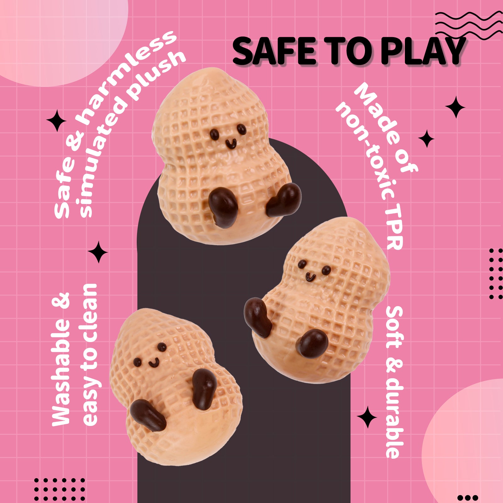 Peanut Squishy Toy - Stress Relief Toy - Soft Squeeze Toy
