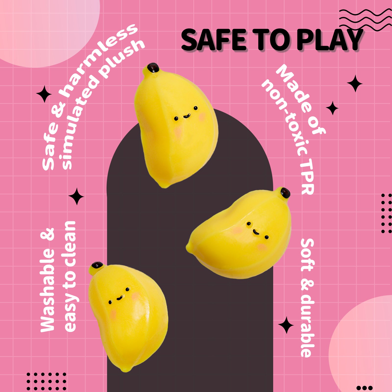 Banana Squishy Toy - Stress Relief Toy - Soft Squeeze Toy