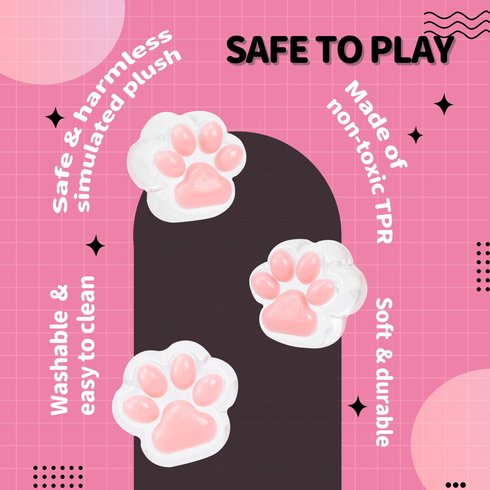 Transparent Pink Squishy Toy - Cat Paw Stress Toy - Soft Toy