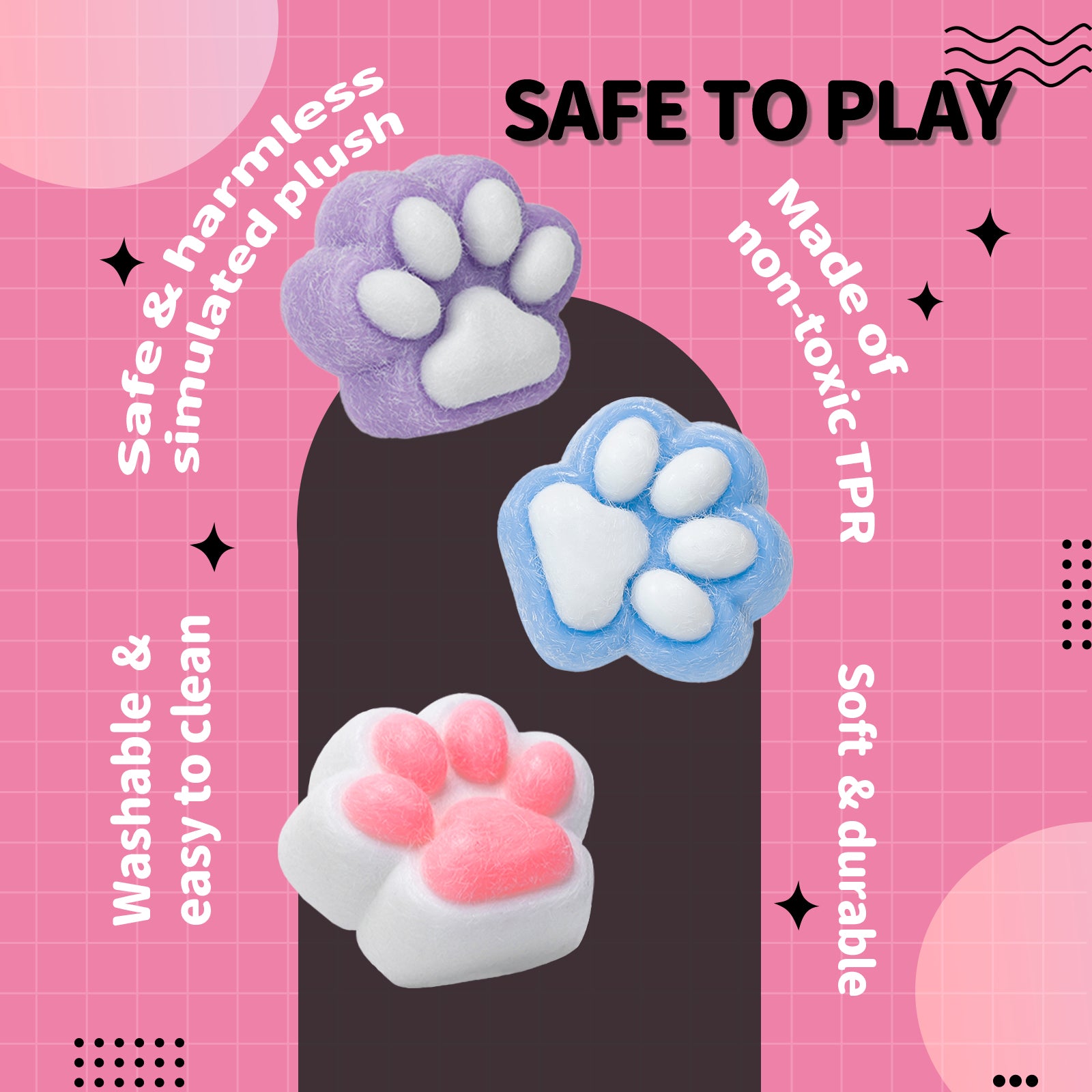 Cat Paw Squishy Toy - Pink Stress Toy - Soft Squeeze Toy
